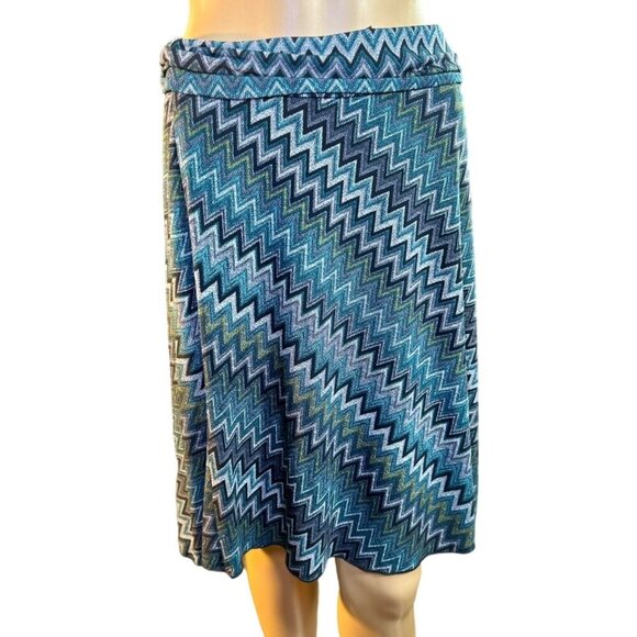 (5 for $25) Wrapper Artsy Chevron Midi Skirt Size Medium - Picture 2 of 4
